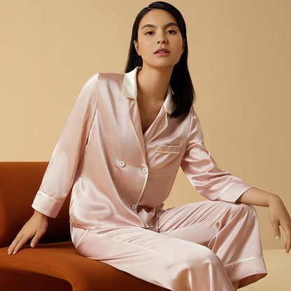 Double Breasted Silk Pajamas Set
