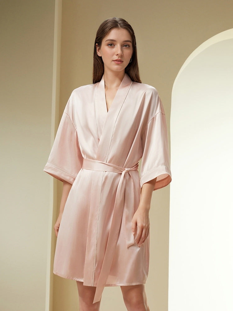 
                  
                    Pure Color Basic Silk Nightgown (With Belt)
                  
                