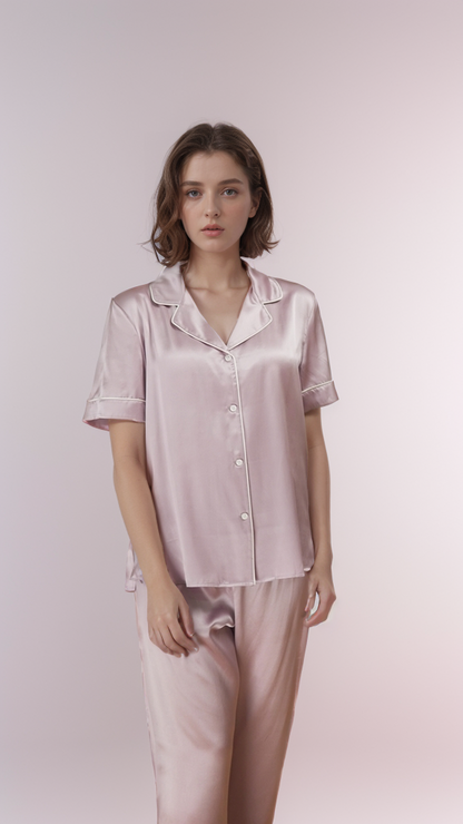 Plain Silk Short Pajama Set