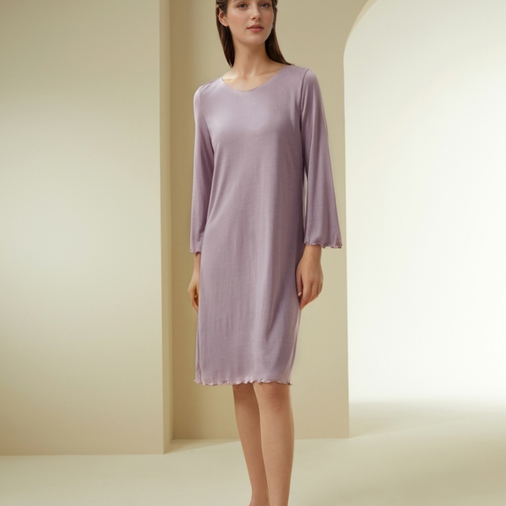 
                  
                    Silk Ruffle Long Sleeve Night Dress
                  
                