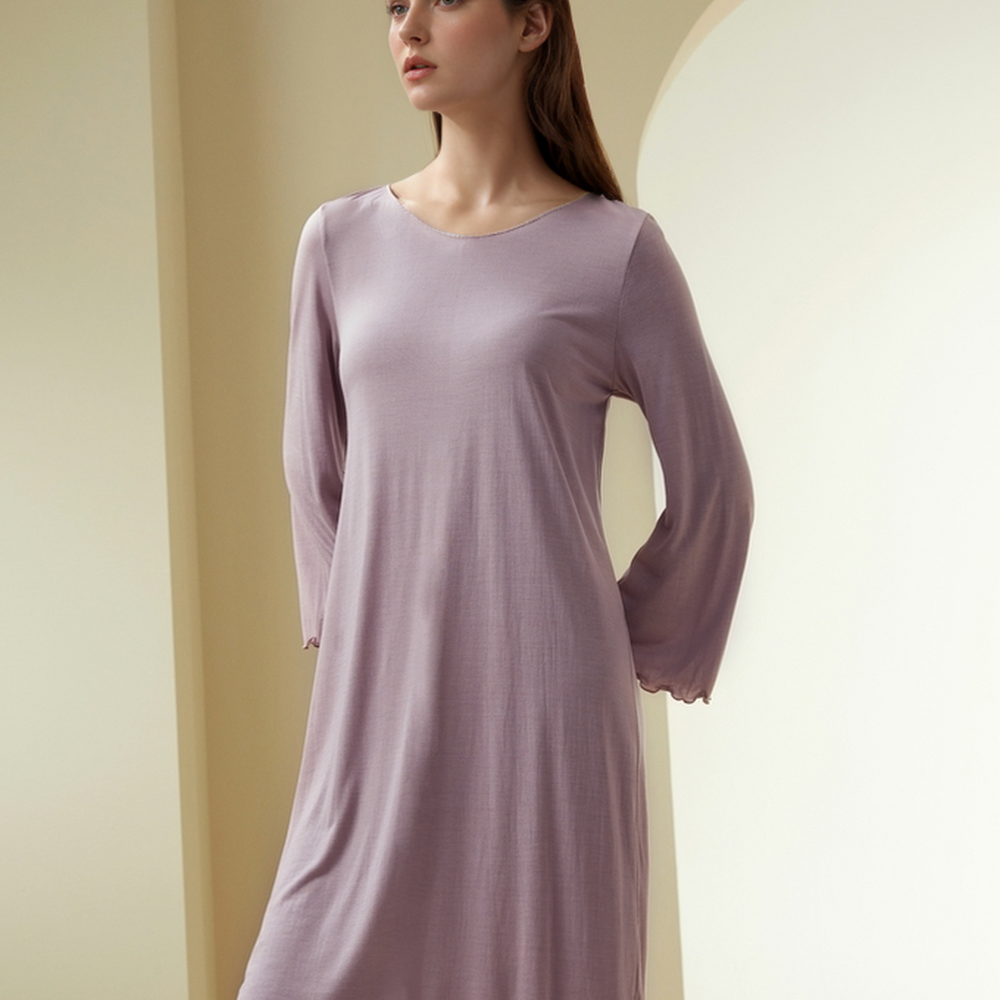 
                  
                    Silk Ruffle Long Sleeve Night Dress
                  
                