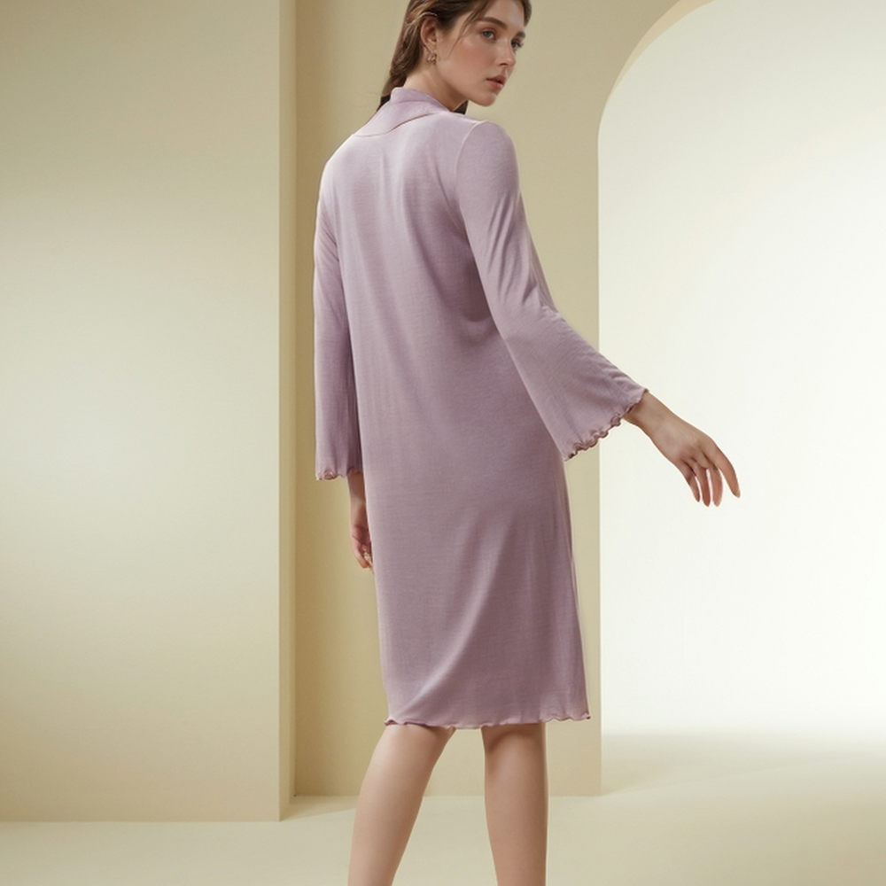 
                  
                    Silk Ruffle Long Sleeve Night Dress
                  
                