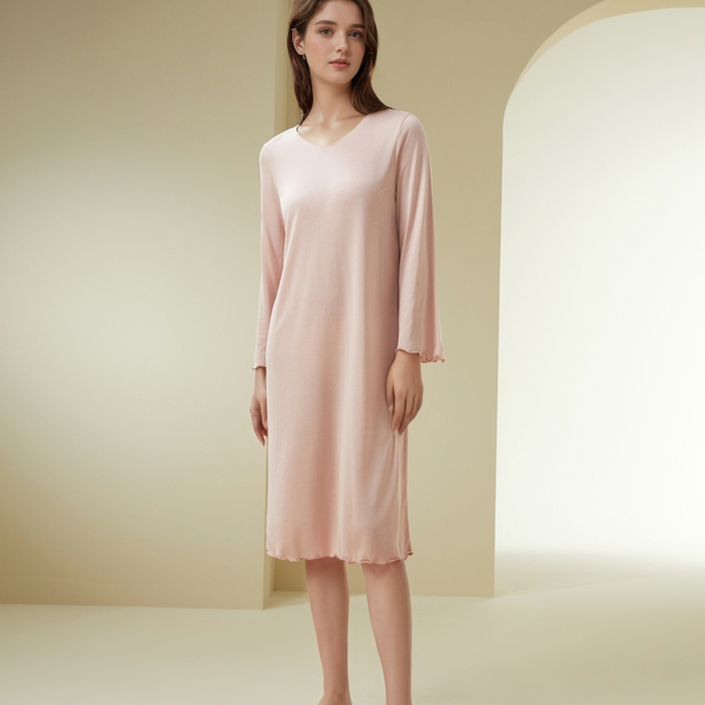 
                  
                    Silk Ruffle Long Sleeve Night Dress
                  
                