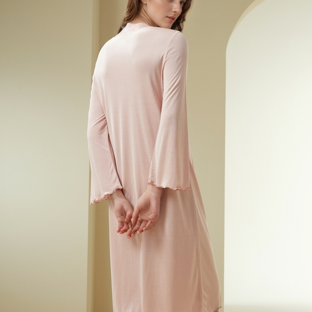 
                  
                    Silk Ruffle Long Sleeve Night Dress
                  
                