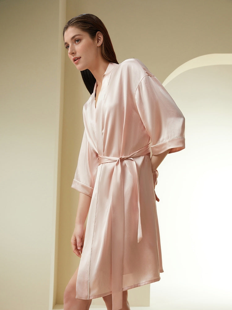 
                  
                    Pure Color Basic Silk Nightgown (With Belt)
                  
                