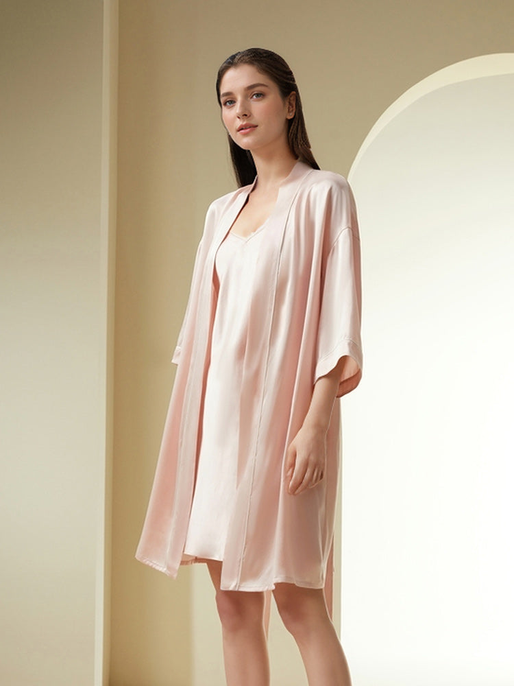 
                  
                    Pure Color Basic Silk Nightgown (With Belt)
                  
                