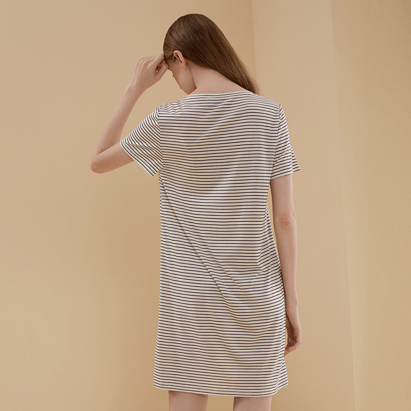 
                  
                    Silk Stripe Short Sleeve Night Dress
                  
                