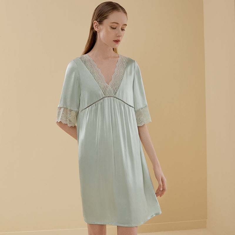 Lace Silk Joint   Night Dress