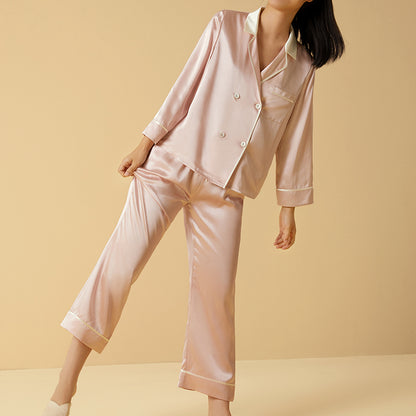 Double Breasted Silk Pajamas Set