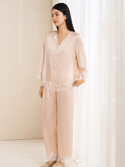 Lace Silk Pajamas Set
