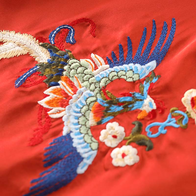 Phoenix Embroidery Silk Chemise