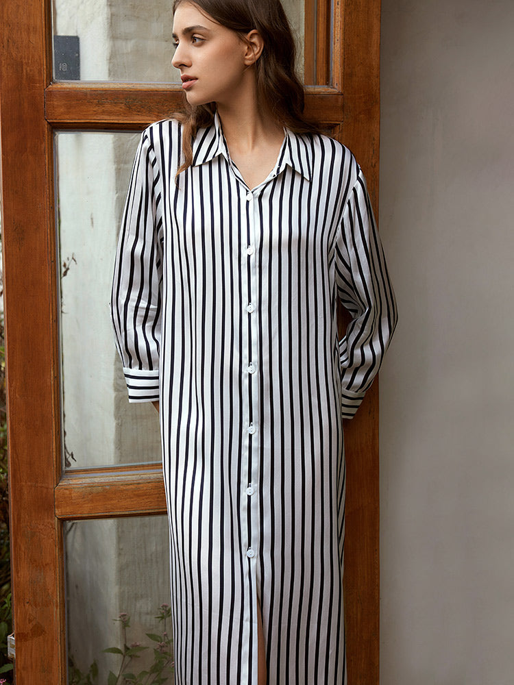 
                  
                    Stripe Silk Shirt Dress
                  
                