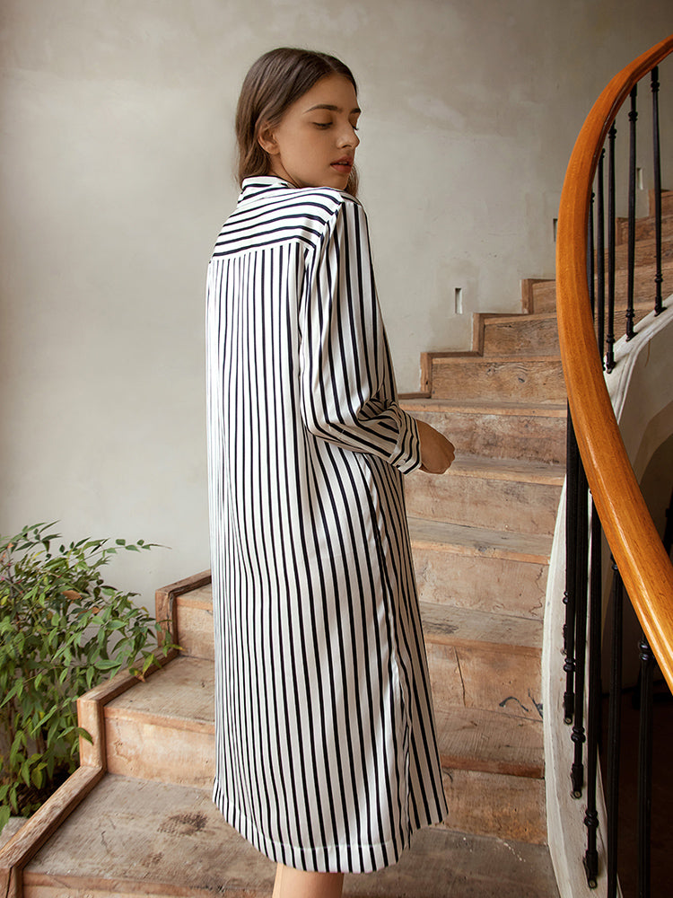 
                  
                    Stripe Silk Shirt Dress
                  
                