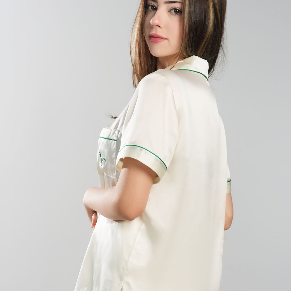 Short Sleeve Silk Pajama Set