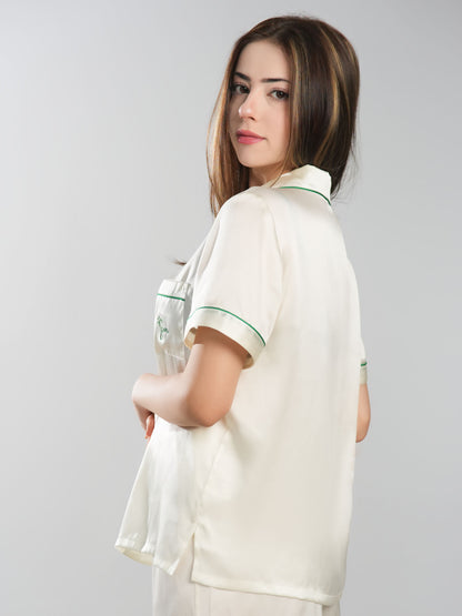 Short Sleeve Silk Pajama Set