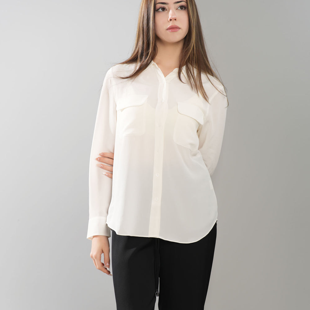 
                  
                    Long Sleeve Collared Silk Blouse
                  
                