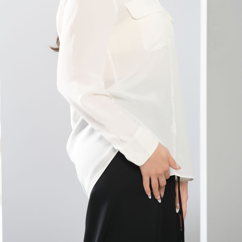 
                  
                    Long Sleeve Collared Silk Blouse
                  
                