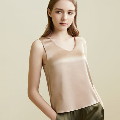 Silk Sleeveness Top With Cup