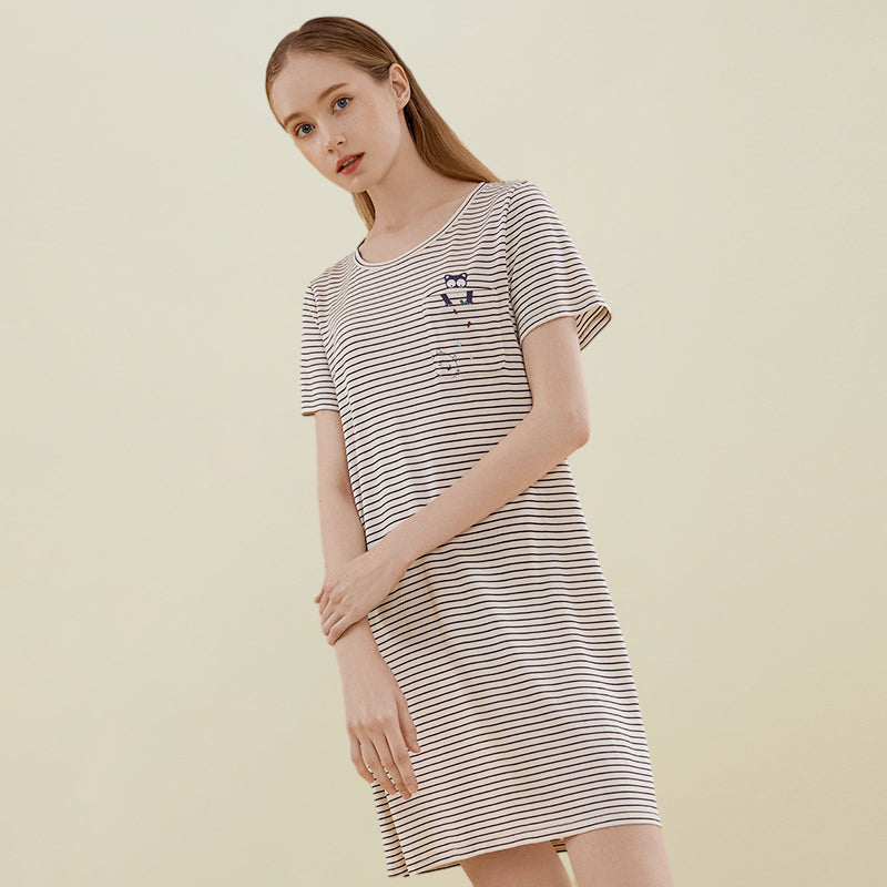 
                  
                    Silk Stripe Short Sleeve Night Dress
                  
                